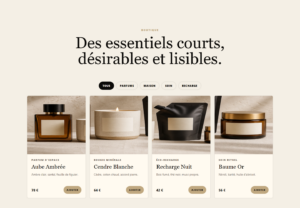 Boutique Maison Aurea avec filtres produits